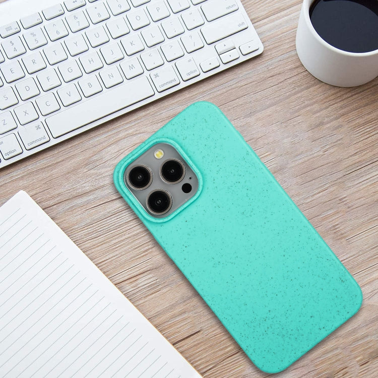For iPhone 14 Pro Wheat MagSafe Magnetic Straw Material + TPU Phone Case(Green) by buy2fix