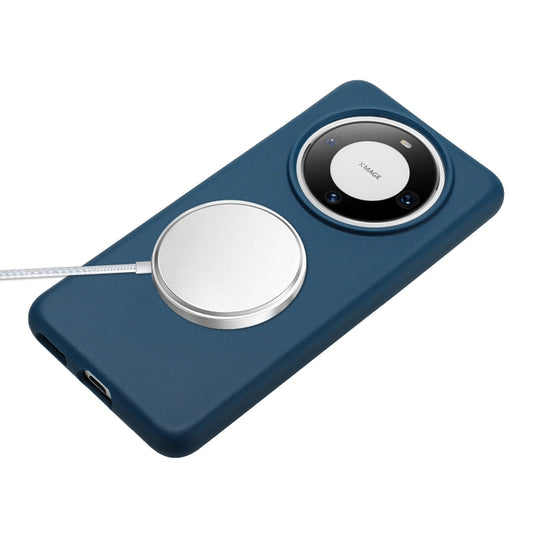 For Huawei Mate 60 Wheat MagSafe Magnetic Straw Material + TPU Phone Case with Lanyard(Blue) by buy2fix