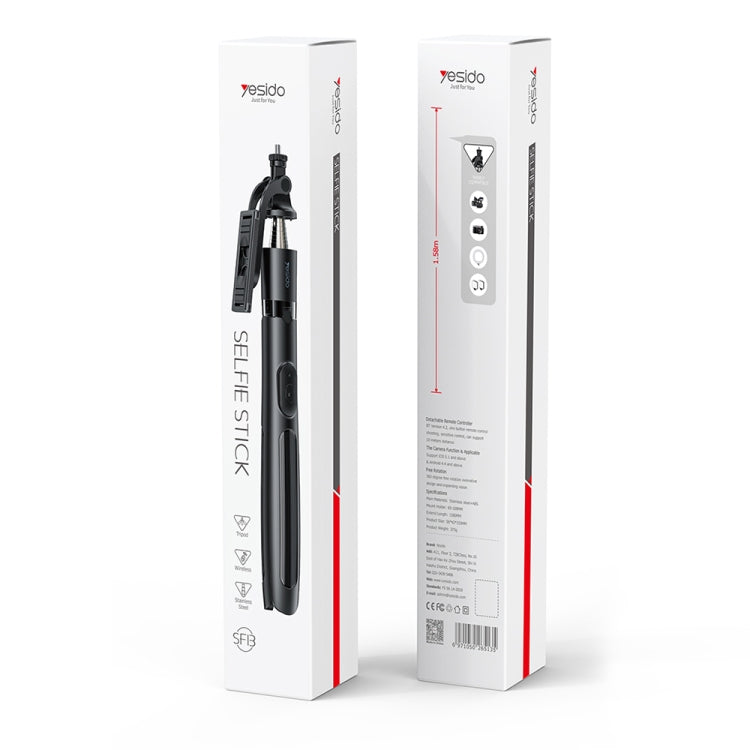 Yesido SF13 Retractable Extended Bluetooth Tripod Phone Live Streaming Selfie Stand(Black) by Yesido