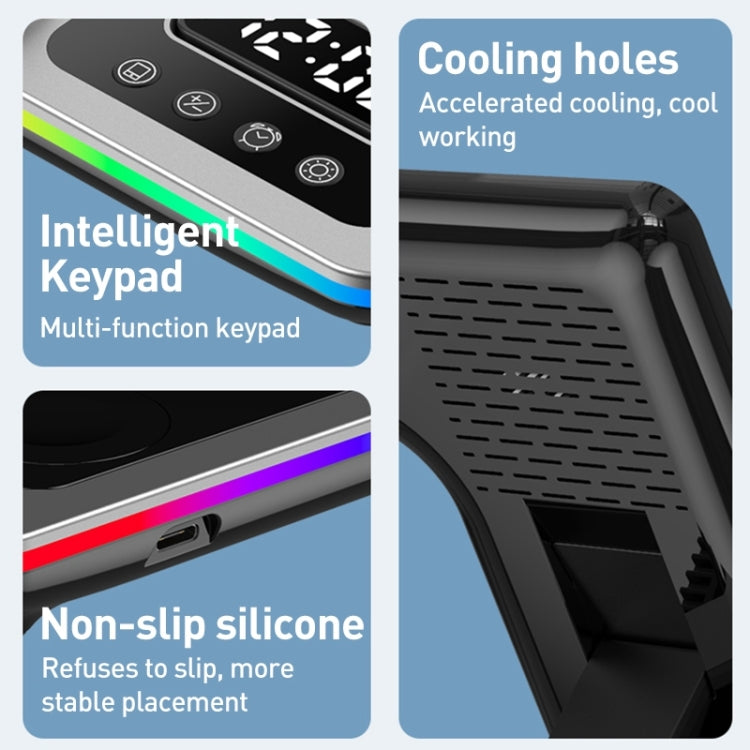 A93 15W 5 in 1 Multifunctional Foldable Wireless Charger Desktop Phone Stand(Black) by buy2fix