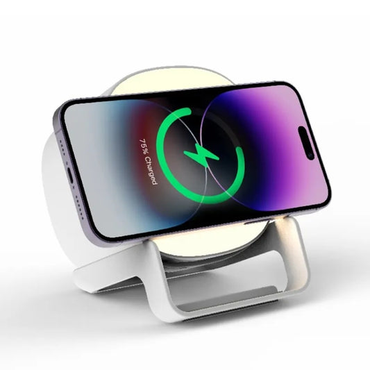 L28 4 in 1 15W Wireless Charging Atmosphere Night Light Bluetooth Speaker(White) by buy2fix