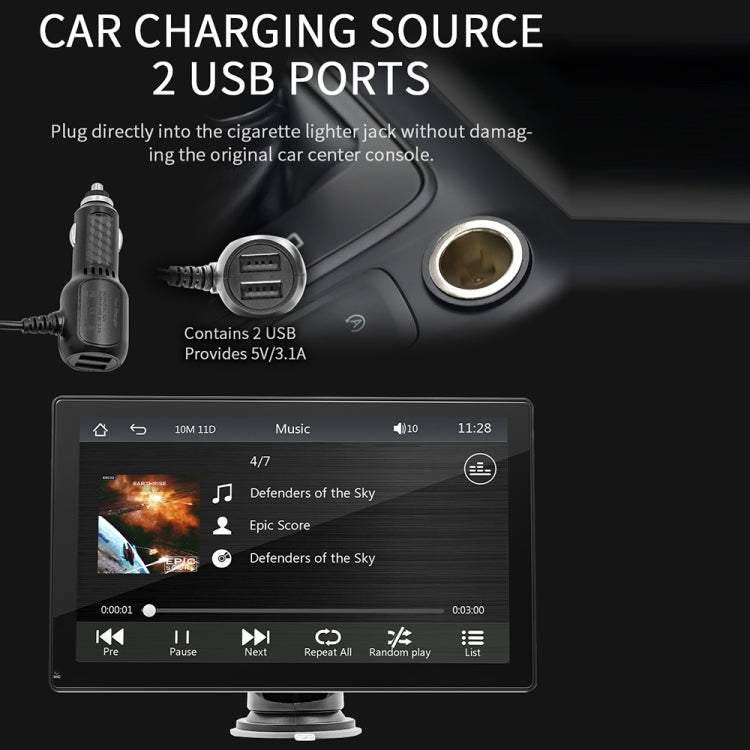 B5305 9 inch Portable Car MP5 Player Support CarPlay / Android Auto(Black) by buy2fix