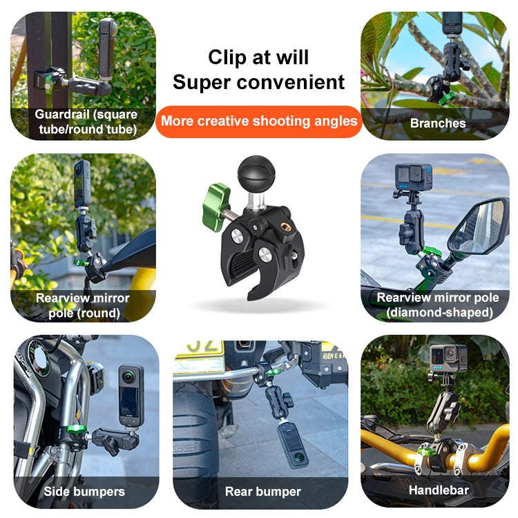 RUIGPRO Crab Clamp Action Camera Bracket Dual-Head Crab by RUIGPRO