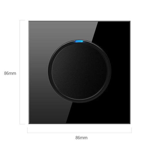 86mm Round LED Tempered Glass Switch Panel, Black Round Glass, Style:One Open Multiple Control by buy2fix