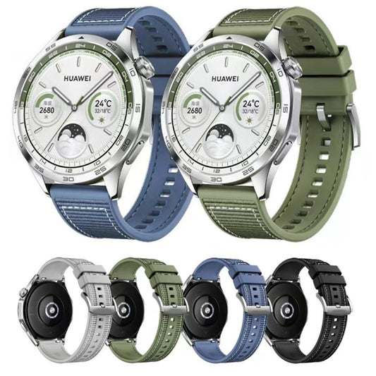 For Huawei Watch GT4 46mm Nylon Hybrid Braid Silicone Watch Band, Size: 22mm(Green) by buy2fix
