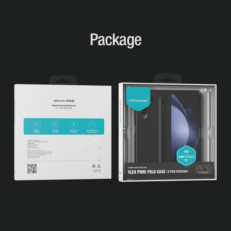 For Samsung Galaxy Z Fold5 NILLKIN Flex Pure PC + Liquid Silicone Phone Case with S Pen(Black) by NILLKIN