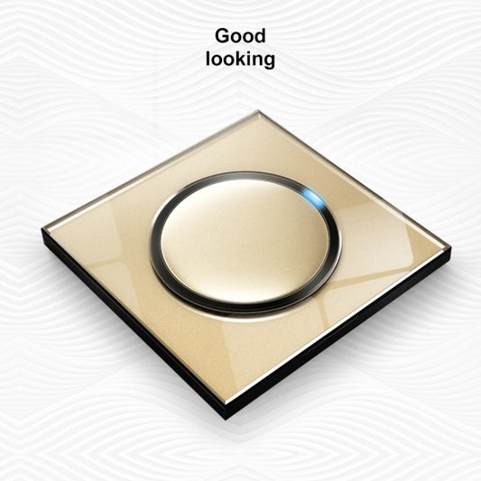 86mm Round LED Tempered Glass Switch Panel, Gold Round Glass, Style:Two Open Dual Control by buy2fix