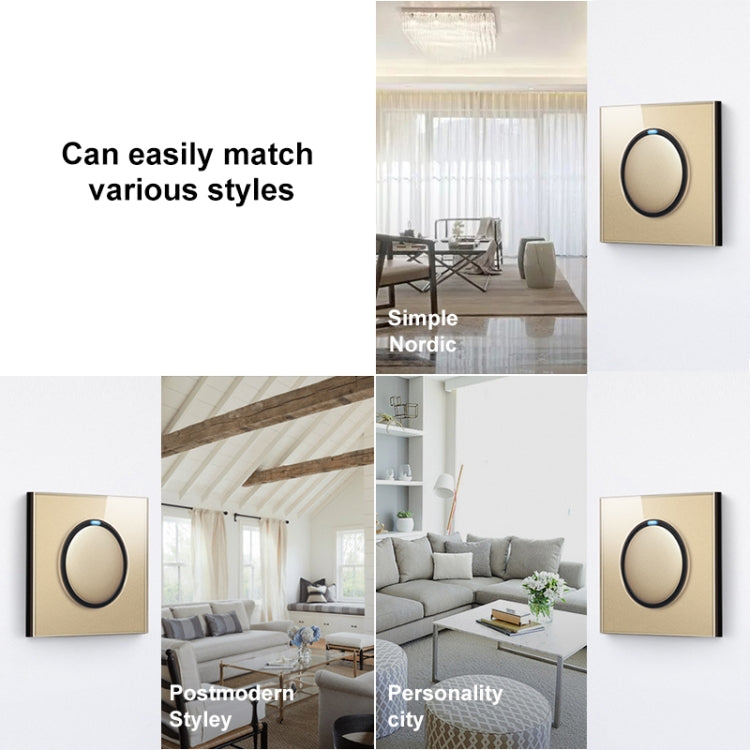 86mm Round LED Tempered Glass Switch Panel, Gold Round Glass, Style:Computer Socket by buy2fix