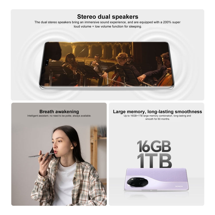 Honor 100 Pro, 16GB+256GB, Screen Fingerprint Identification, 6.78 inch MagicOS 7.2 Snapdragon 8 Gen 2 Octa Core up to 3.19GHz, Network: 5G, NFC, OTG, Support Google Play(Blue) by HONOR