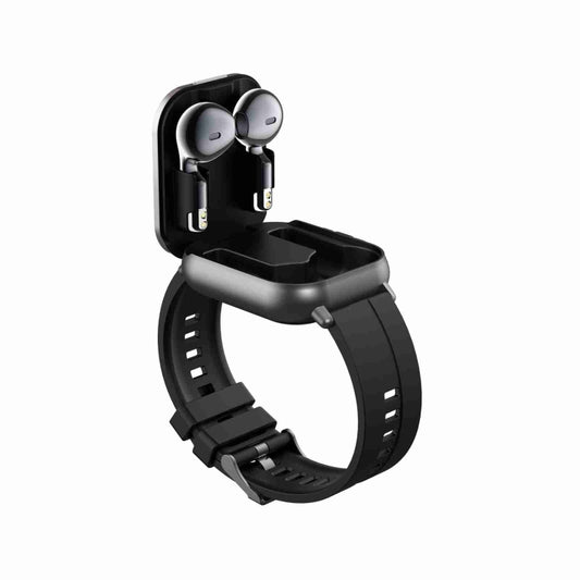 D8 2.01 inch 2 in 1 Bluetooth Earphone Silicone Band Smart Watch, Support Health Monitoring / NFC(Black) by buy2fix