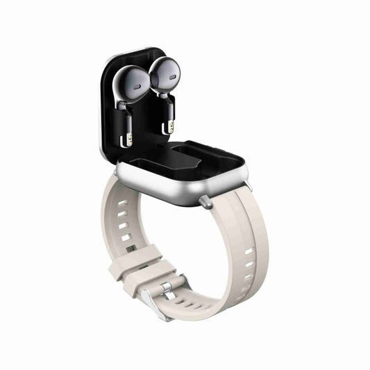 D8 2.01 inch 2 in 1 Bluetooth Earphone Silicone Band Smart Watch, Support Health Monitoring / NFC(Beige) by buy2fix