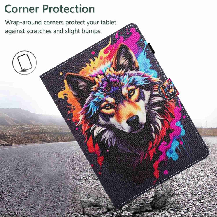 For iPad 11 Pro 2024 / 2020 / Air 4 10.9 Painted Pattern Stitching Smart Leather Tablet Case(Colorful Wolf) by buy2fix