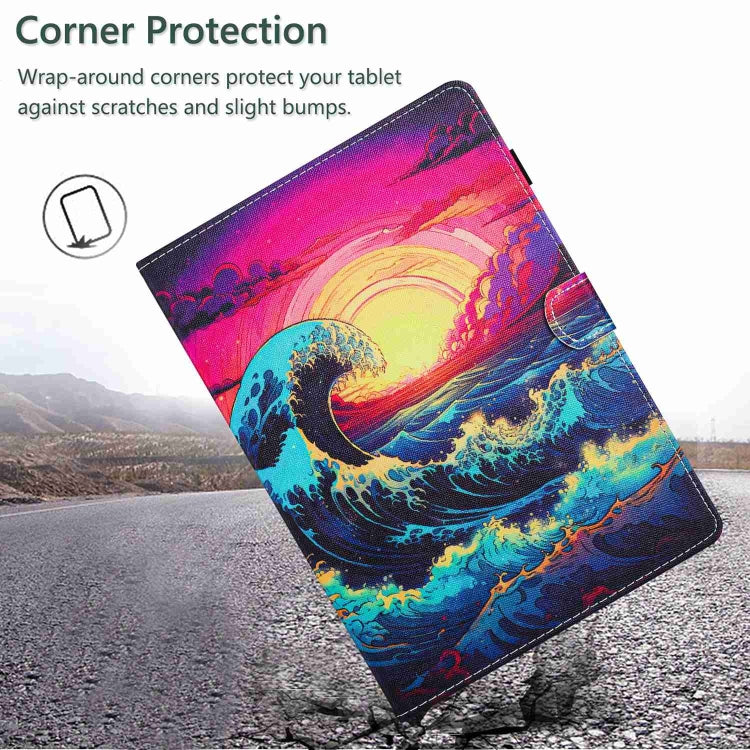 For iPad 9.7 2018 / 2017 Painted Pattern Stitching Smart Leather Tablet Case(Waves) by buy2fix