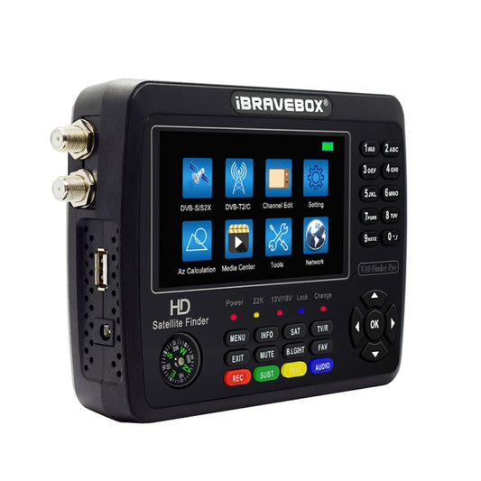 iBRAVEBOX V10 Finder Pro 4.3 inch Display Digital Satellite Meter Signal Finder, Support DVB-S/S2/S2X/T/T2/C, Plug Type:UK Plug(Black) by buy2fix