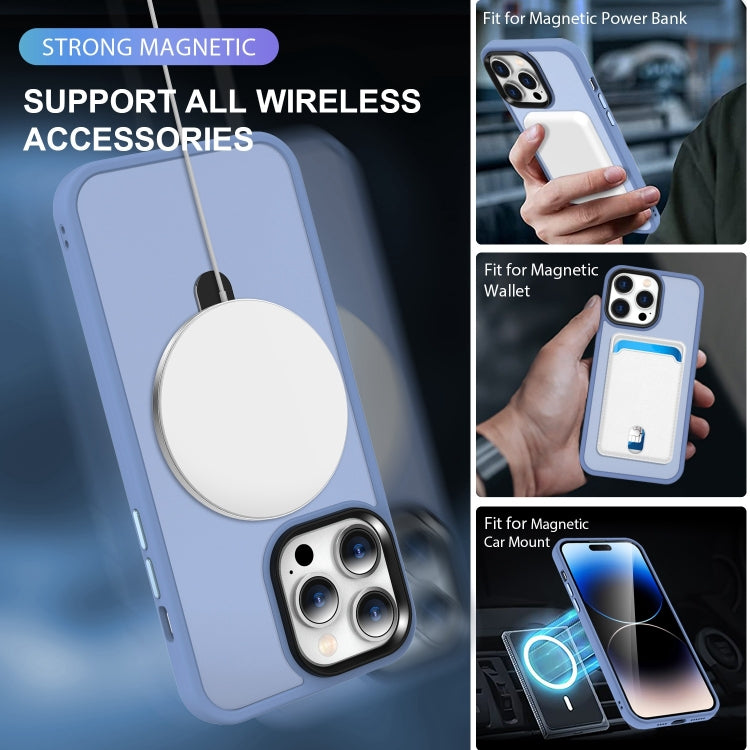 For iPhone 15 Skin-feel MagSafe Holder PC Hybrid TPU Phone Case(Blue) by buy2fix