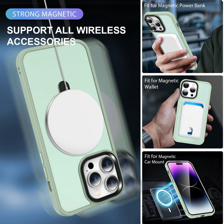 For iPhone 14 Pro Skin-feel MagSafe Holder PC Hybrid TPU Phone Case(Matcha Green) by buy2fix