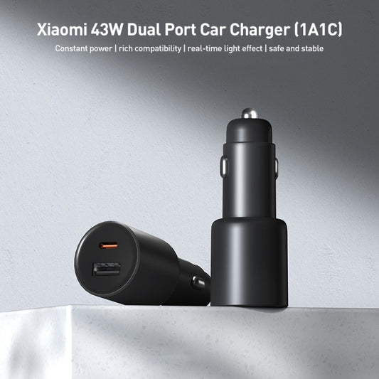 Original Xiaomi 43W Dual Ports USB + USB-C / Type-C Car Charger 1A1C(Black) by Xiaomi