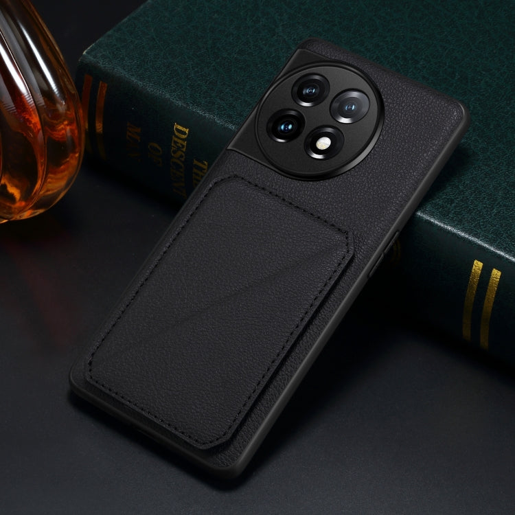 For OnePlus Nord CE 3 5G / OPPO K11 Denior Imitation Calf Leather Back Phone Case with Holder(Black) by Denior
