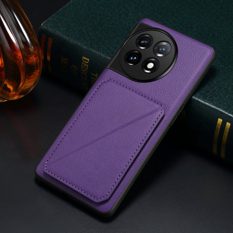 For OnePlus Ace 2 V / Nord 3 5G Denior Imitation Calf Leather Back Phone Case with Holder(Purple) by Denior