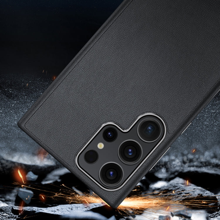 For Samsung Galaxy S24 Ultra 5G Magsafe Magnetic Plain Leather Phone Case(Grey) by buy2fix