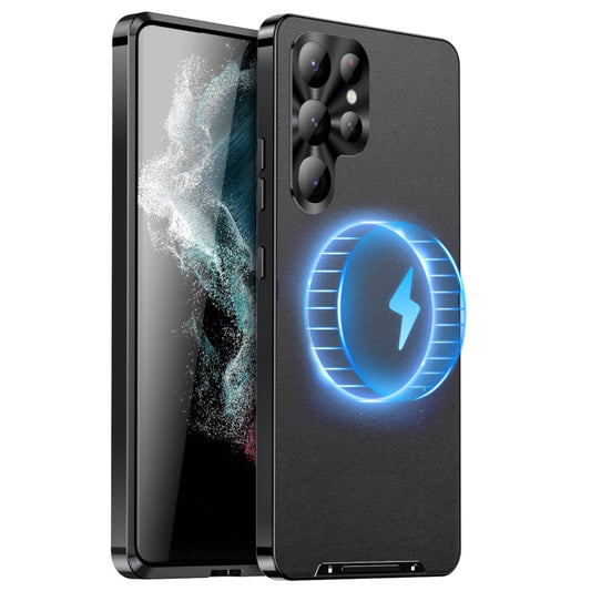 For Samsung Galaxy S24 Ultra 5G MagSafe Magnetic Plain Metal Phone Case(Black) by buy2fix