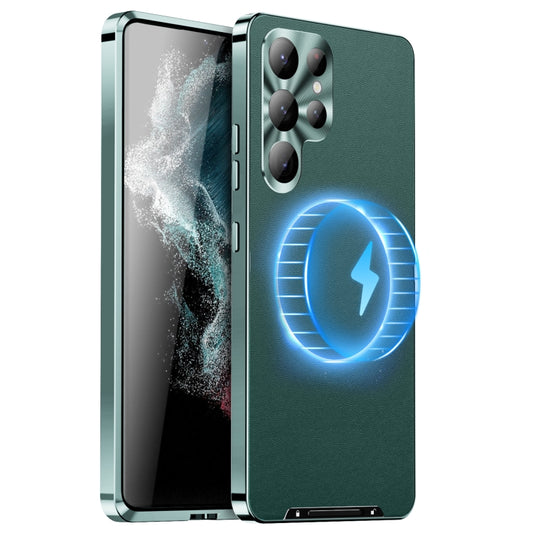 For Samsung Galaxy S24 Ultra 5G MagSafe Magnetic Plain Metal Phone Case(Green) by buy2fix