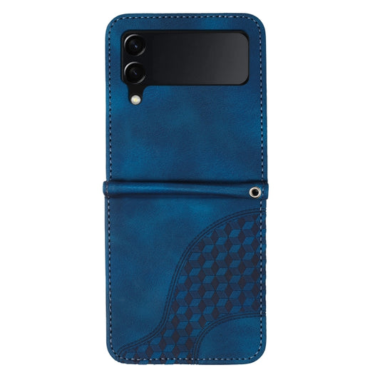 For Samsung Galaxy Z Flip3 5G YX0060 Elephant Head Embossed Phone Leather Case with Lanyard(Royal Blue) by buy2fix