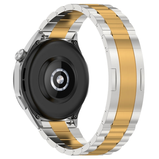 For Huawei Watch GT4 / GT3 / GT2 / GT 46mm Three Strains HW Buckle Metal Watch Band(Silver Gold) by buy2fix