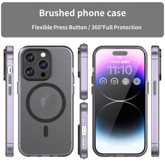 For iPhone 14 Pro MagSafe Frosted Translucent TPU + PC Full Coverage Phone Case(Black) by buy2fix