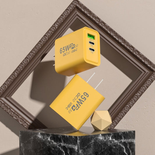 65W Gallium Nitride USB + Type-C Fast Charging Charger, Plug Type:EU Plug(Yellow) by buy2fix