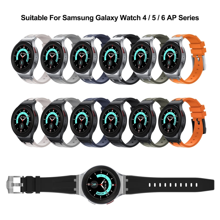 For Samsung Galaxy Watch 4 / 5 / 6 AP Series Liquid Silicone Watch Band(Black Grey) by buy2fix