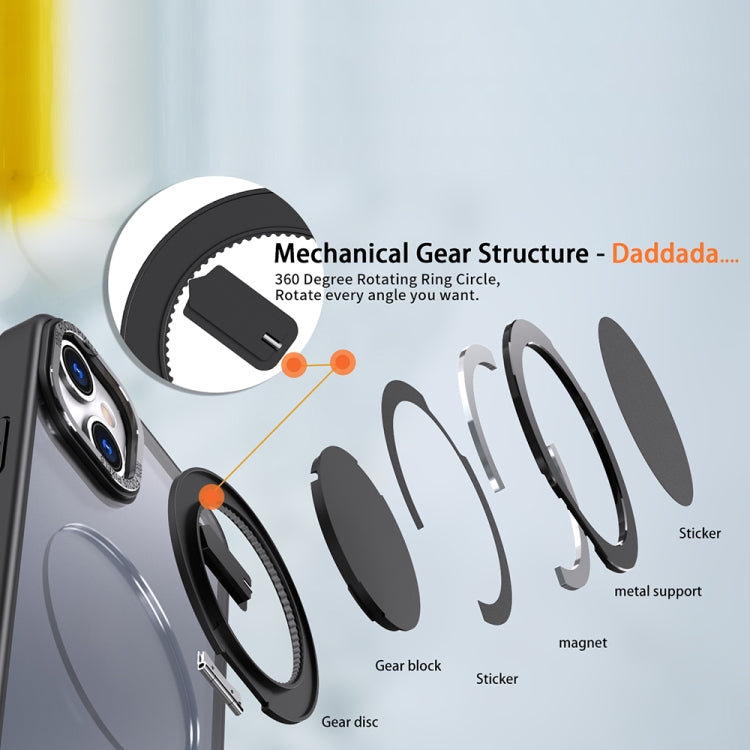 For iPhone 14 Plus 360-degree Rotating MagSafe Magnetic Holder Phone Case(Black) by buy2fix