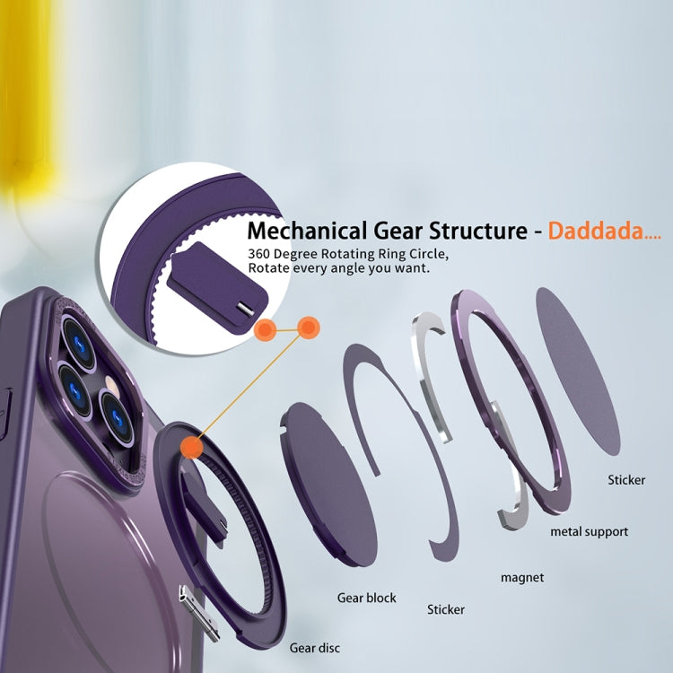 For iPhone 14 Pro Max 360-degree Rotating MagSafe Magnetic Holder Phone Case(Purple) by buy2fix