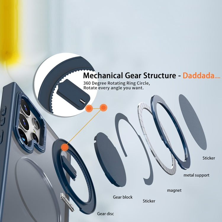 For Samsung Galaxy S23 Ultra 5G 360-degree Rotating MagSafe Magnetic Holder Phone Case(Navy Blue) by buy2fix