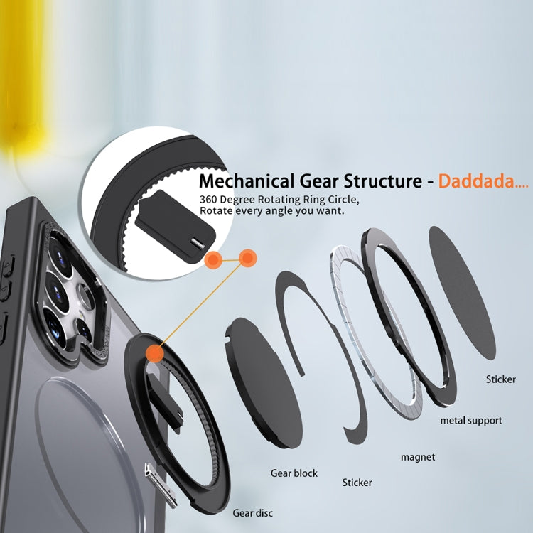 For Samsung Galaxy S23 Ultra 5G 360-degree Rotating MagSafe Magnetic Holder Phone Case(Black) by buy2fix