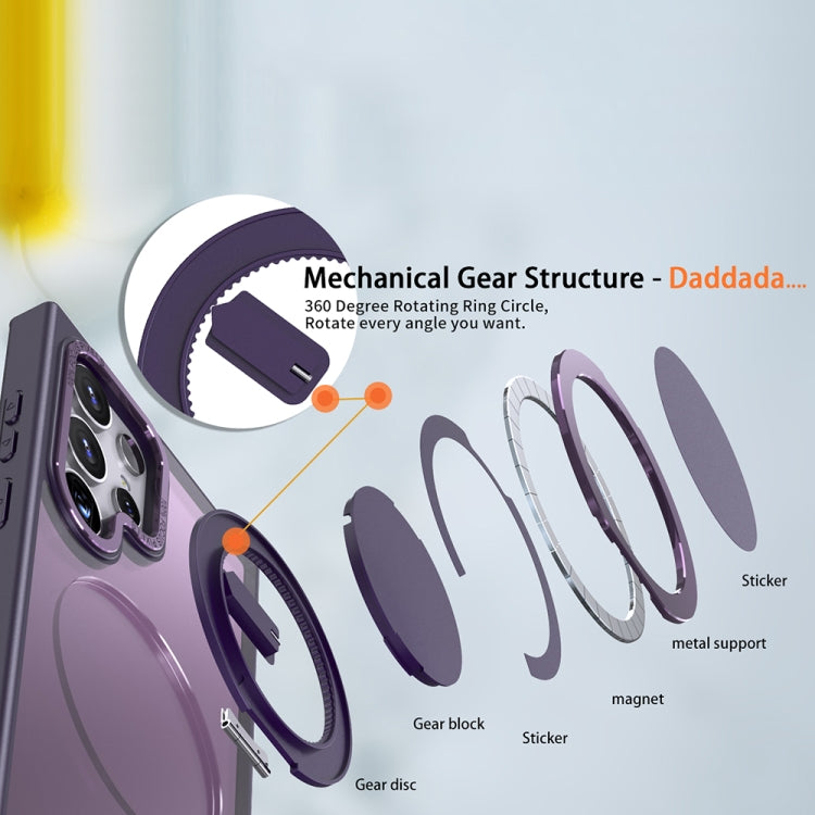 For Samsung Galaxy S24 Ultra 5G 360-degree Rotating MagSafe Magnetic Holder Phone Case(Purple) by buy2fix