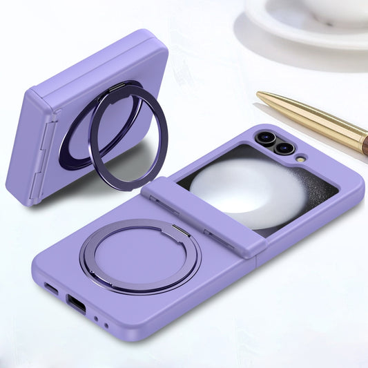 For Samsung Galaxy Z Flip5 5G 360 Degree Stand MagSafe Magnetic All-inclusive Phone Case(Purple) by buy2fix