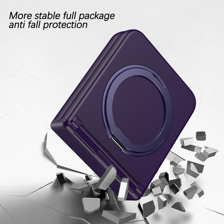 For Samsung Galaxy Z Flip5 5G 360 Degree Stand MagSafe Magnetic All-inclusive Phone Case(Dark Purple) by buy2fix