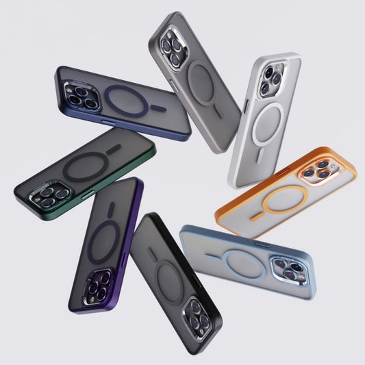 For iPhone 14 Plus Invisible Lens Holder PC + TPU Frosted MagSafe Phone Case(Orange) by buy2fix