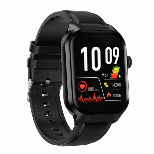 2.01 inch Leather Strap Bluetooth Call Smart Watch Support Heart Rate Monitoring / Non-invasive Blood Sugar(Black) by buy2fix