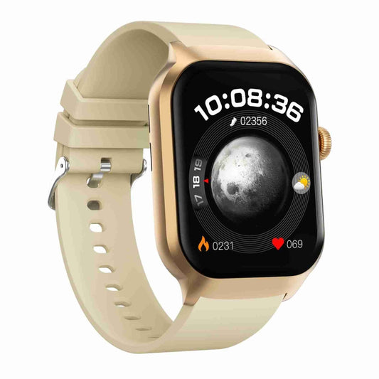 2.01 inch Silicone Strap Bluetooth Call Smart Watch Support Heart Rate Monitoring / Non-invasive Blood Sugar(Light Yellow) by buy2fix