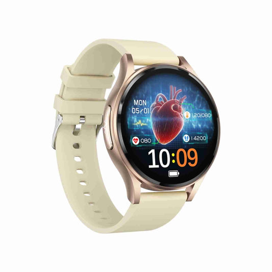 1.43 inch Silicone Strap Bluetooth Call Smart Watch Support ECG / Non-invasive Blood Sugar(Light Yellow) by buy2fix