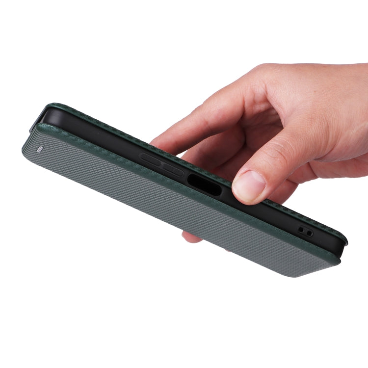 For TCL 40 XL Carbon Fiber Texture Flip Leather Phone Case(Green) by buy2fix