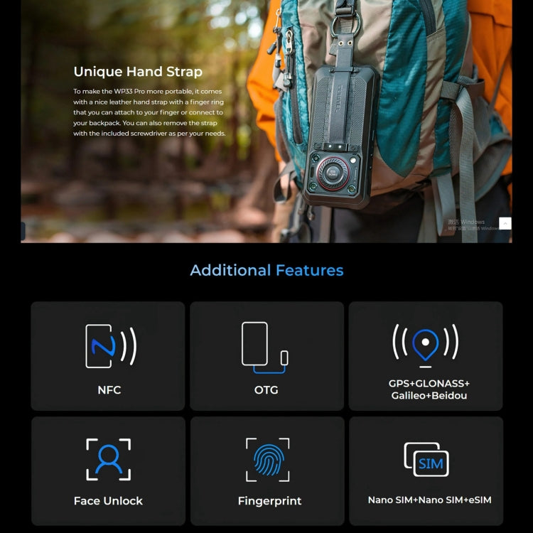 Oukitel WP33 Pro, 8GB+256GB, IP68/IP69K, Fingerprint Identification, 22000mAh, 6.6 inch MediaTek Dimensity 6100+ Octa-core, NFC, OTG, Network: 5G(Black) by OUKITEL