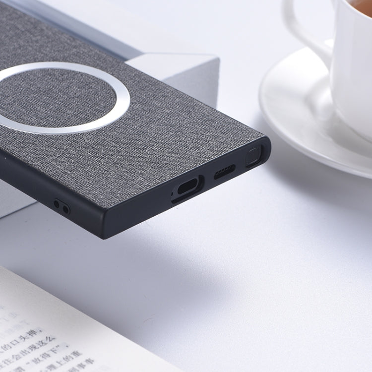 For Samsung Galaxy S24 Ultra 5G Magsafe Magnetic Ring Cloth Texture Phone Case(Black) by buy2fix