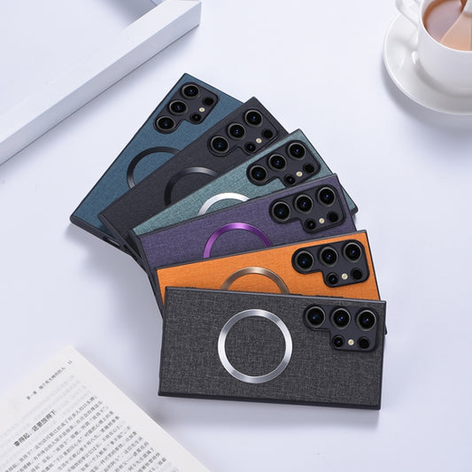 For Samsung Galaxy S24 Ultra 5G Magsafe Magnetic Ring Cloth Texture Phone Case(Grey) by buy2fix