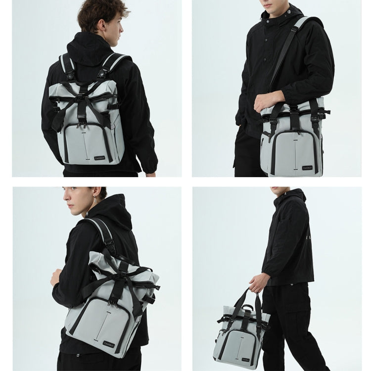 Cwatcun D95 Large Capacity Photography Backpack Shoulders Laptop Camera Bag, Size:30.5 x 18 x 38cm(Silver Grey) by Cwatcun