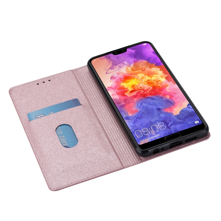For Huawei P20 Pro Ultrathin Glitter Magnetic Horizontal Flip Leather Case with Holder & Card Slots(Rose Gold) by buy2fix