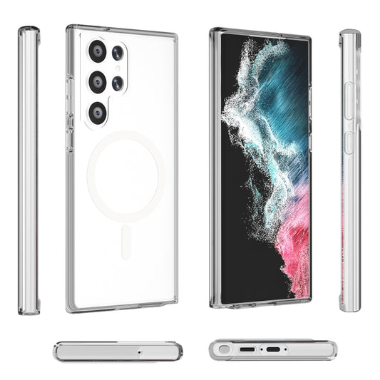 For Samsung Galaxy S23 Ultra 5G Terminator Style Glitter Powder MagSafe Magnetic Phone Case(Transparent) by buy2fix