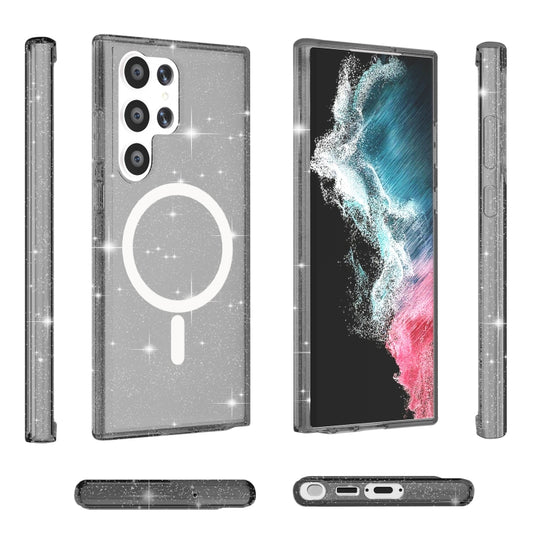 For Samsung Galaxy S24 Ultra 5G Terminator Style Glitter Powder MagSafe Magnetic Phone Case(Black) by buy2fix